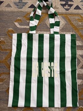 La Veste Striped Green and White Tote Bag - Forest Stripe Canvas